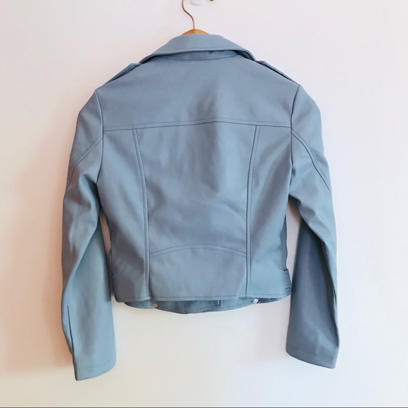Light Blue Moto Jacket super soft vegan leather - Picture 3 of 7